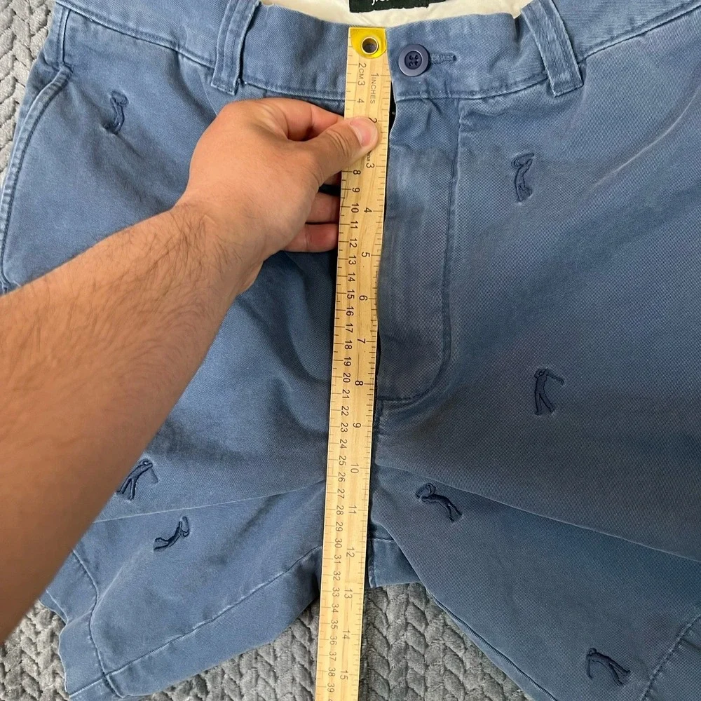 Vintage J. Crew Mens Sz 33 Embroidered Golf Logo Shorts Light Blue Cotton Twill